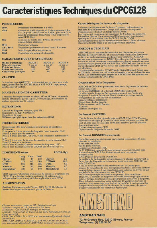 CPC 6128 Caractéristiques