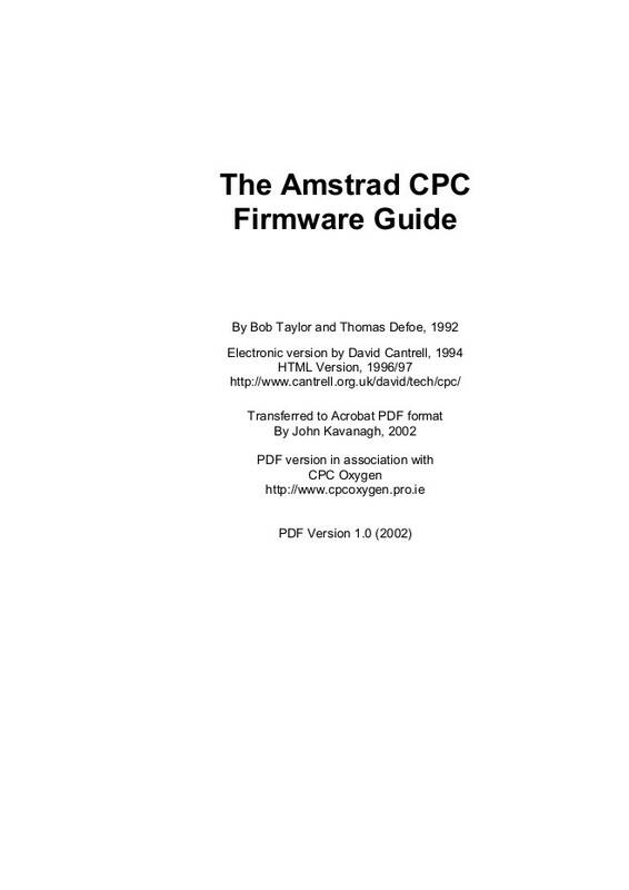 The Amstrad CPC Firmware Guide